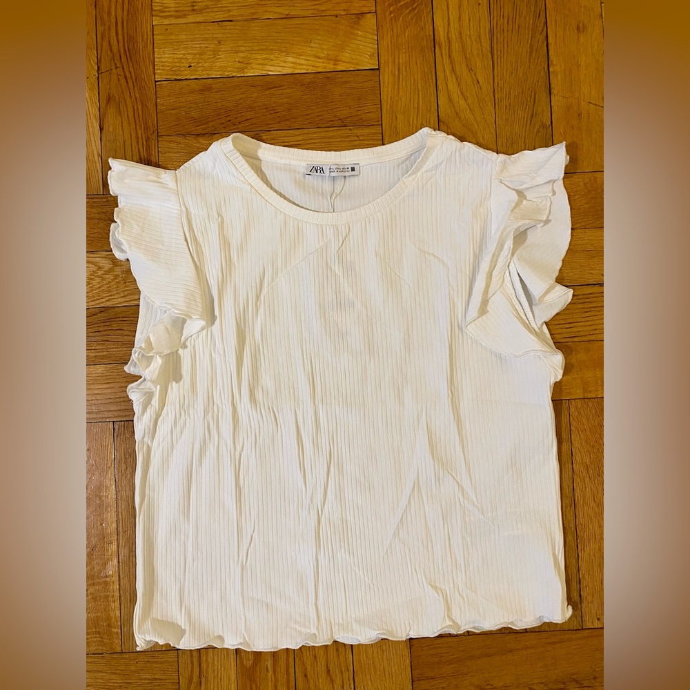 Zara ruffle short sleeve top